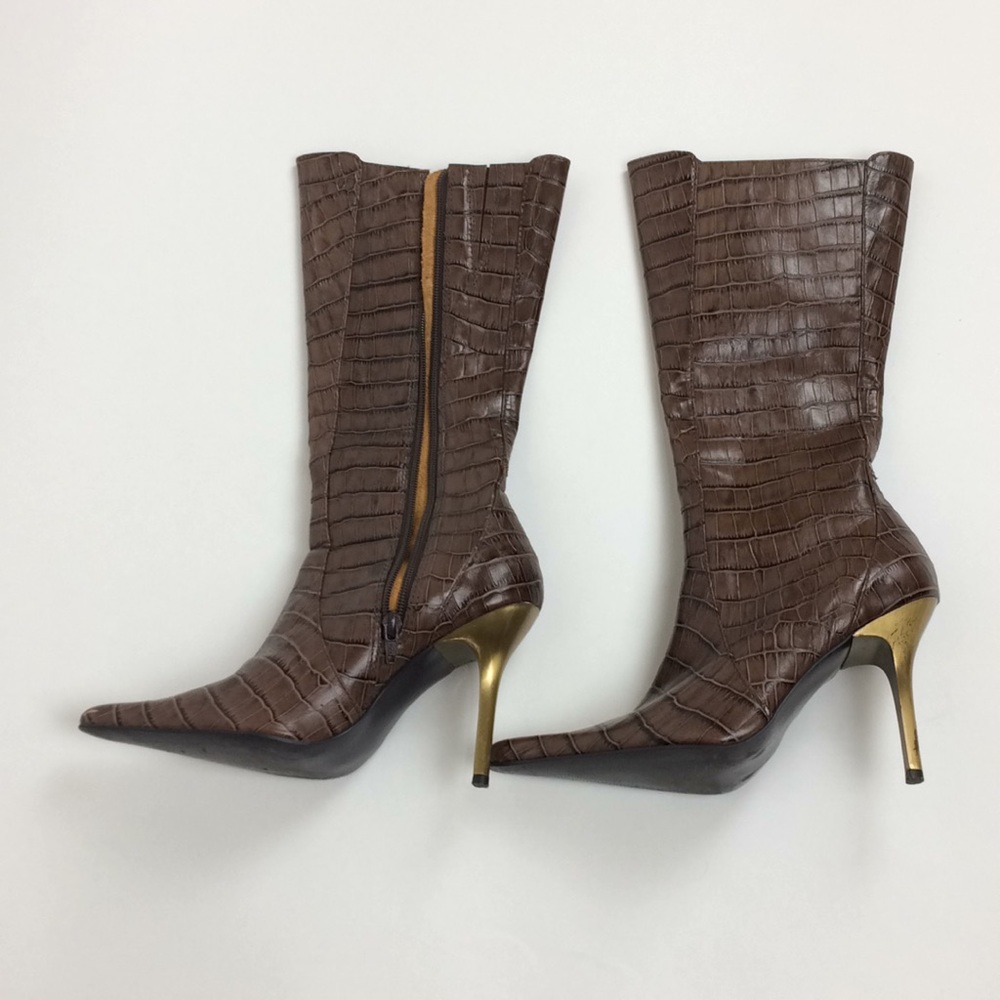 Steve Madden Trixx Croc Below The Knee Boots SZ 7B